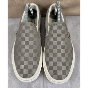 Vans Classic Slip On Checker Embossed Suede Fallen Rock Tan Sneakers W 9 M 7.5